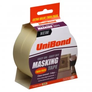 Image of Unibond Easy On - Easy Off Masking Tape 25mm X 25m Twin Pack