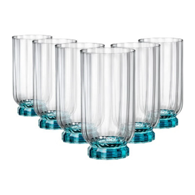 Image of Bormioli Rocco Florian Highball Glasses - 430ml - Blue - Pack of 6 Blue unisex