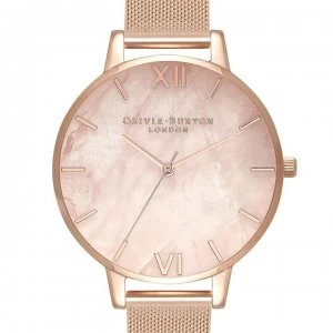 Image of Olivia Burton Semi Precious Mesh Strap Watch - Pink /Rose Gold