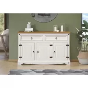 Image of Corona White - Sideboard 2 Drawers 3 Doors Pine White Painted Finish Living Room Home Furniture