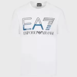 Image of EA7 Logo-Print Cotton-Blend T-Shirt - M
