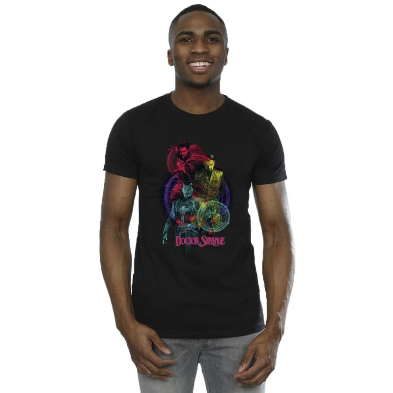 Image of Marvel Marvel Men Doctor Strange Rainbow T-Shirt in Black Size: Small Black S Male 5059934256804