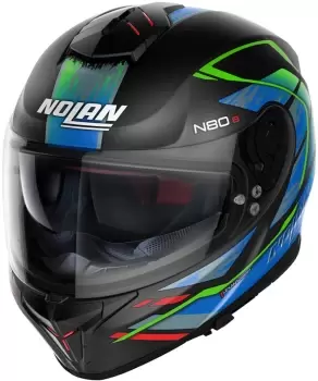Image of Nolan N80-8 Thunderbolt N-Com Helmet, black-green, Size S, black-green, Size S