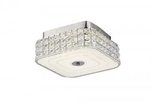 Image of Square Flush Ceiling 18W 1050lm LED 4000K Polished Chrome, Crystal