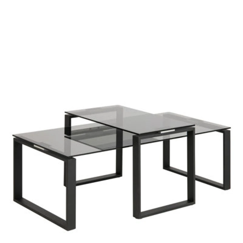 Image of Furniture To Go Katrine Coffee Table Set With Smoked Glass Top
