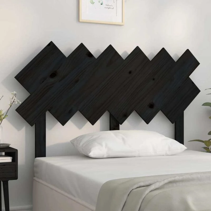 Image of Vidaxl Bed Headboard Black 122.5X3X80.5cm Solid Wood Pine, Black 819214