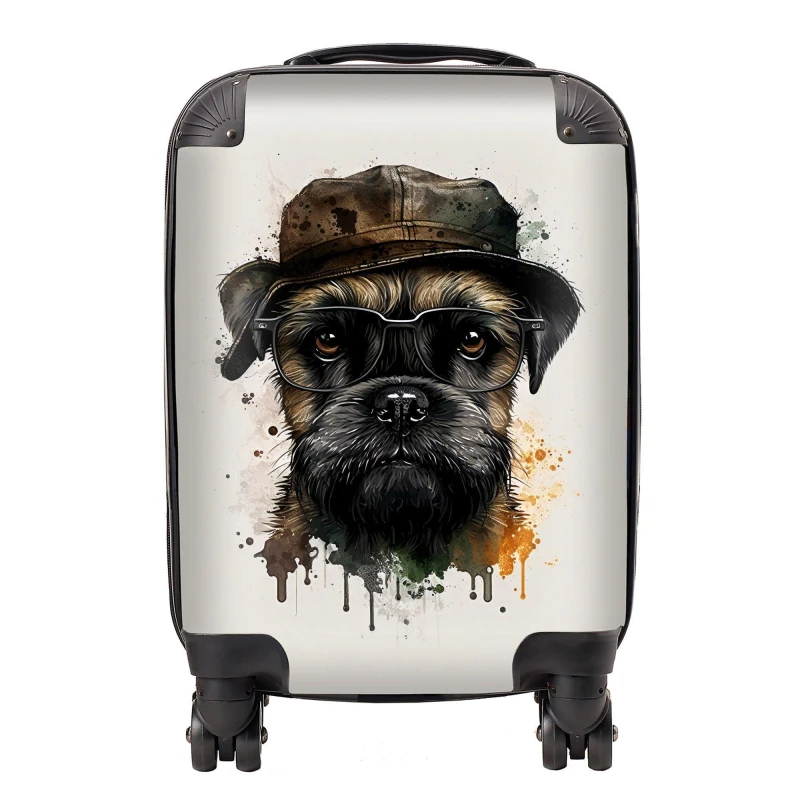 Image of Warren Reed - Designer Border Terrier Dog Splashart Suitcase Size: Medium Multicolor Unisex Medium