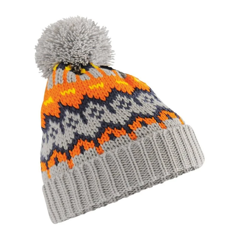Image of Beechfield Mens Retro Skiing Beanie in Light Grey Light Grey Male One Size