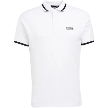 Image of Barbour International Grid Tipped Polo Shirt - White WH12