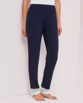 Image of Cotton Traders Womens Lace Trim PJ Bottoms in Blue