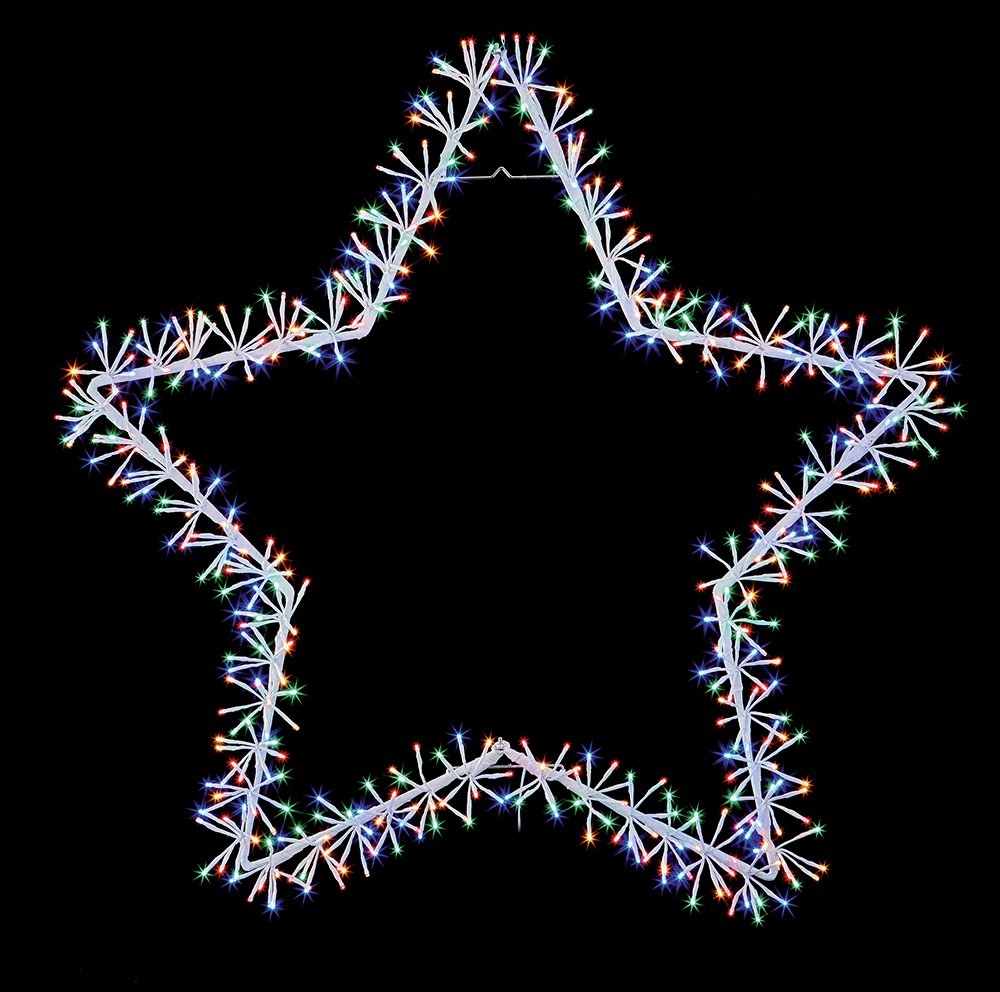 Image of Premier Decorations Premier 60cm 240 LED White Star Cluster Motif Metal/Plastic