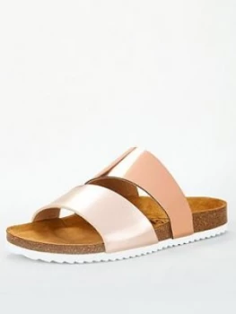 Image of Office Straight Flat Sandal - Rose Gold