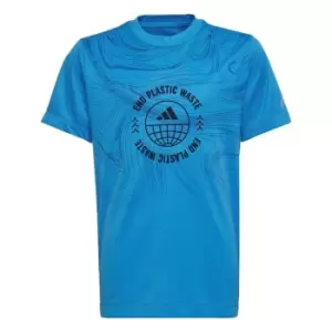 Image of adidas UNITEFIT AEROREADY Run for the Oceans T-Shirt (Gen - Pulse Blue / Black