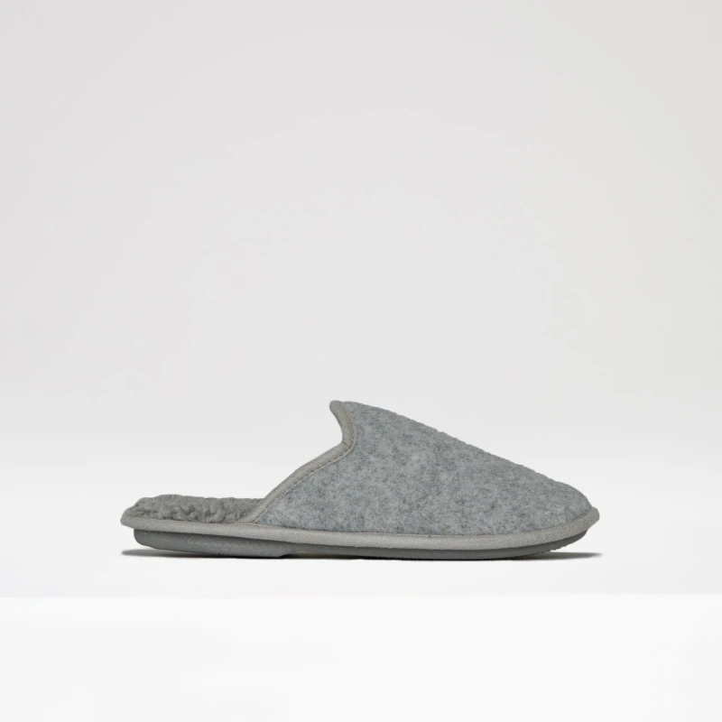 Image of Threadbare 'Event' Borg Lined Felt Mule Slippers Grey male