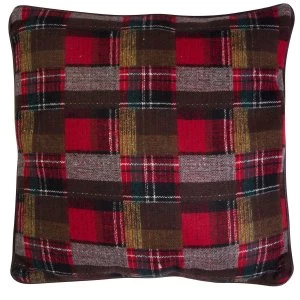 Image of Premier Housewares Large Heritage Cushion - Red Checkered