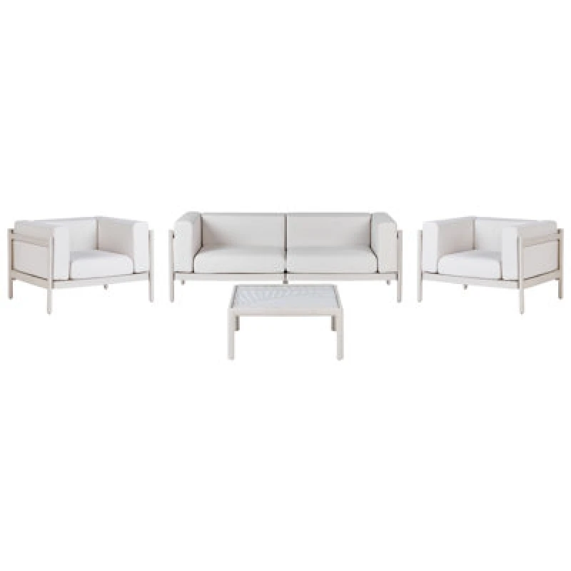 Image of Beliani Garden Lounge Set With Table 4 Seater Ferretti Light Beige