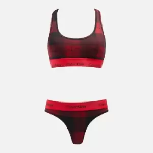 Image of Calvin Klein Cotton and Modal-Blend Bralette and Thong Set - S