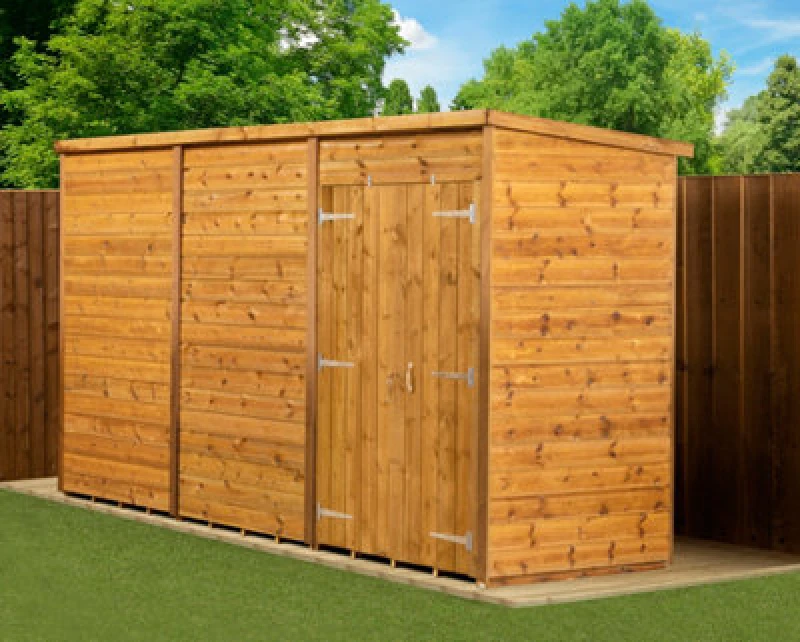 Image of Empire Sheds Empire Modular Pent 12X4 Dipped Treated Tongue And Groove Wooden Garden Shed Double Door (12' X 4' / 12ft X 4ft) (12X4)