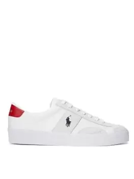 Image of Polo Ralph Lauren Sayer Canvas & Suede Trainers, White / Red, Size 8, Men