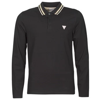 Image of Guess OLIVER LS POLO mens Polo shirt in Black - Sizes XXL,S,M,L,XL,XS
