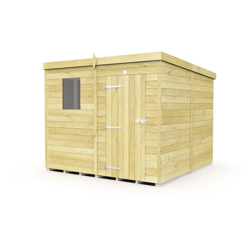 Image of Flat Pack Sheds DIY Sheds 7 x 8 Pent Shed, Brown 7X8PFF