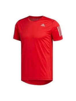 Image of Adidas Own The Run 3S Sleeve T-Shirt - Red