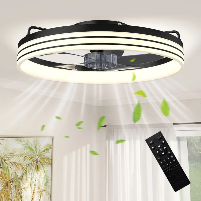 Image of HOMCOM HOMCOM Ceiling Fan with Light and & App Control, 6 Speed, 50 cm, Black 5063603164062