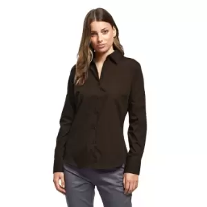 Image of Premier Womens/Ladies Poplin Long Sleeve Blouse / Plain Work Shirt (20) (Khaki)