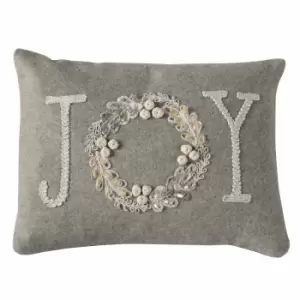 Image of Crossland Grove Joy Wreath Embroidered Cushion Natural 300x400mm