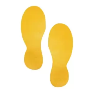 Image of Marquage des places de parking forme C empreinte de pas autocollant jaune de sec