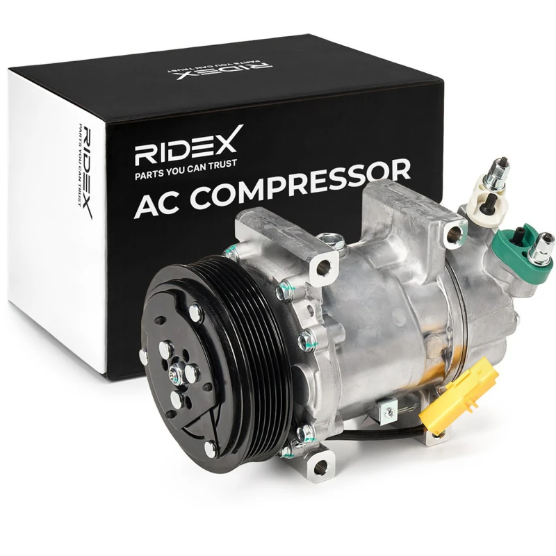 Image of RIDEX 447K0105 AC Compressor PAG 46, Refrigerant: R134a, with diode Compressor,air conditioning (447)