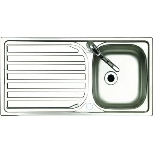 Image of Wickes Single Bowl Reversible Kitchen Stainless Steel Sink and Drainer with Tap