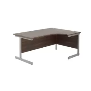 Image of 1800X1200 Single Upright Right Hand Radial Desk Dark Walnut - Silver + Desk High Ped