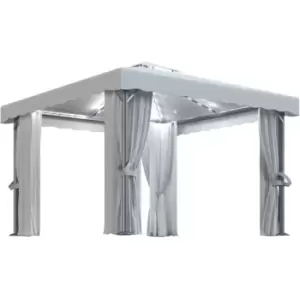Image of Vidaxl - Gazebo with Curtain&LED String Lights 3x3 m Cream White Cream