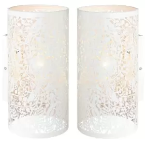 Image of 2 PACK Dimming LED Wall Light Pretty Ivory Birds Steel Shade Modern Lamp Fitting