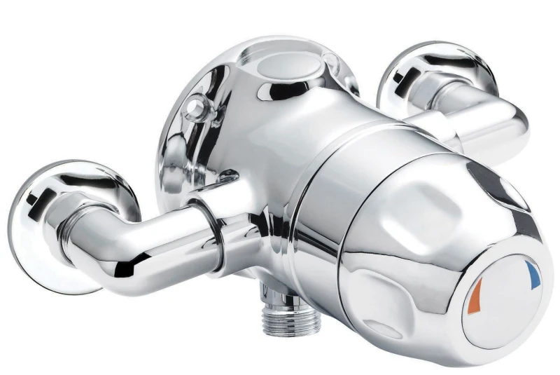 Image of Balterley Modern Exposed Sequential Thermostatic Shower Valve 1 Outlet Chrome in Silver Silver Unisex