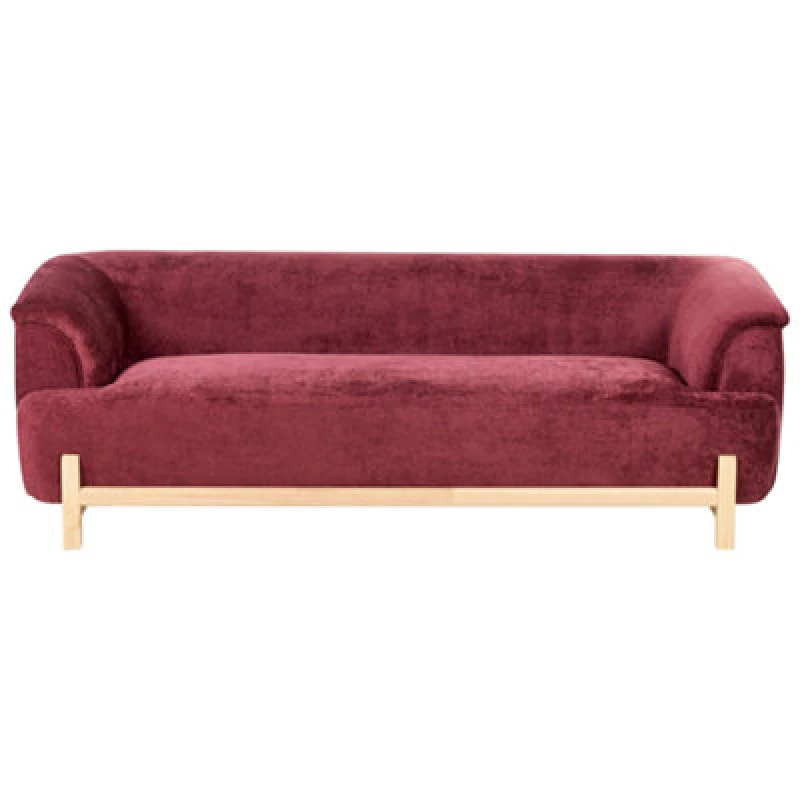 Image of Beliani Sofa 3 Seater Alnor Chenille Burgundy