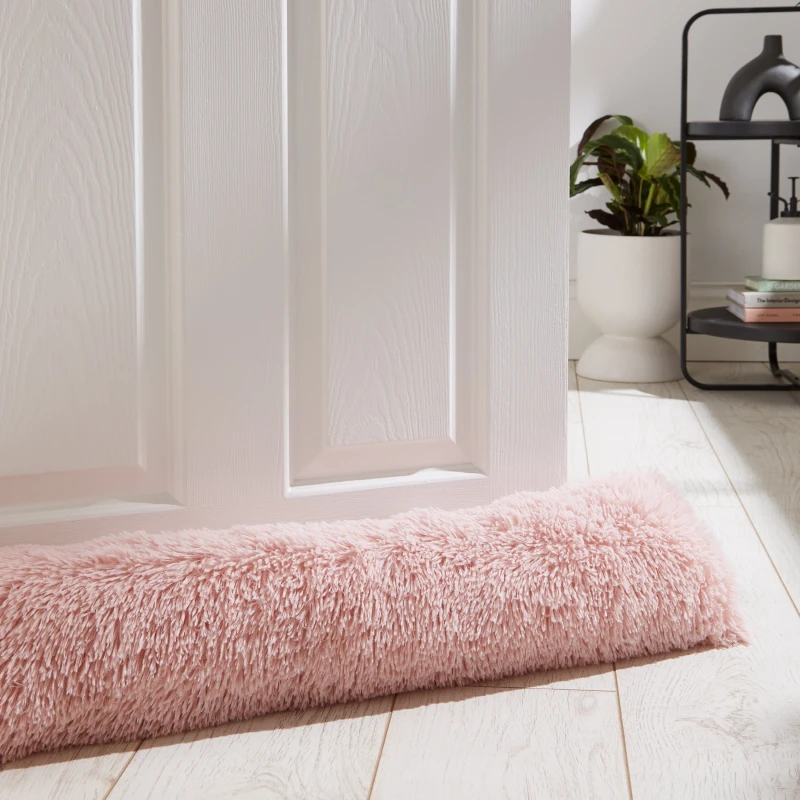 Image of Catherine Lansfield Cuddly Faux Fur 90cm x 20cm Draught Excluder Blush