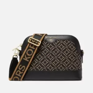Image of Michael Kors Large Jet Set Leather-Trimmed Cotton-Jacquard Bag