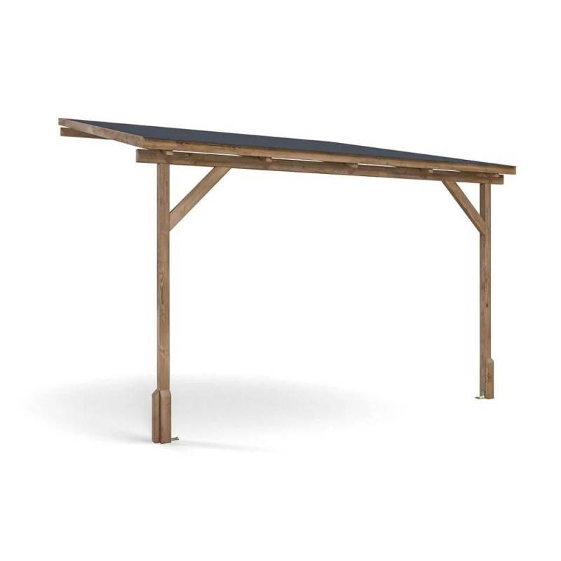 Image of Dunster House Lean To Wooden Gazebo With Super Felt, 3M X 3M Wall Mounted Garden Shelter Utopia