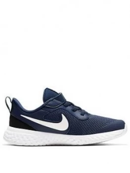 Image of Nike Revolution 5 Younger Childrens Trainers - Navy/White
