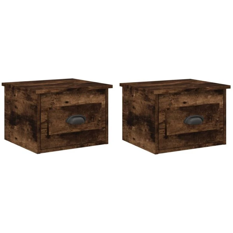 Image of VIDAXL Wall-mounted Bedside Cabinets 2 pcs Smoked Oak 41.5x36x28cm Vidaxl 8720845792770
