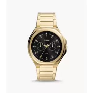 Image of Fossil Mens Evanston Multifunction Gold-Tone Stainless Steel Watch - Gold
