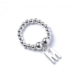 Image of Initial M Charm with Sterling Silver Ball Bead Ring