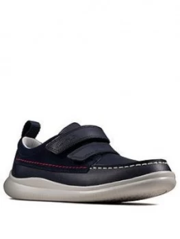 Image of Clarks Crest Art Boys Strap Shoes - Navy
