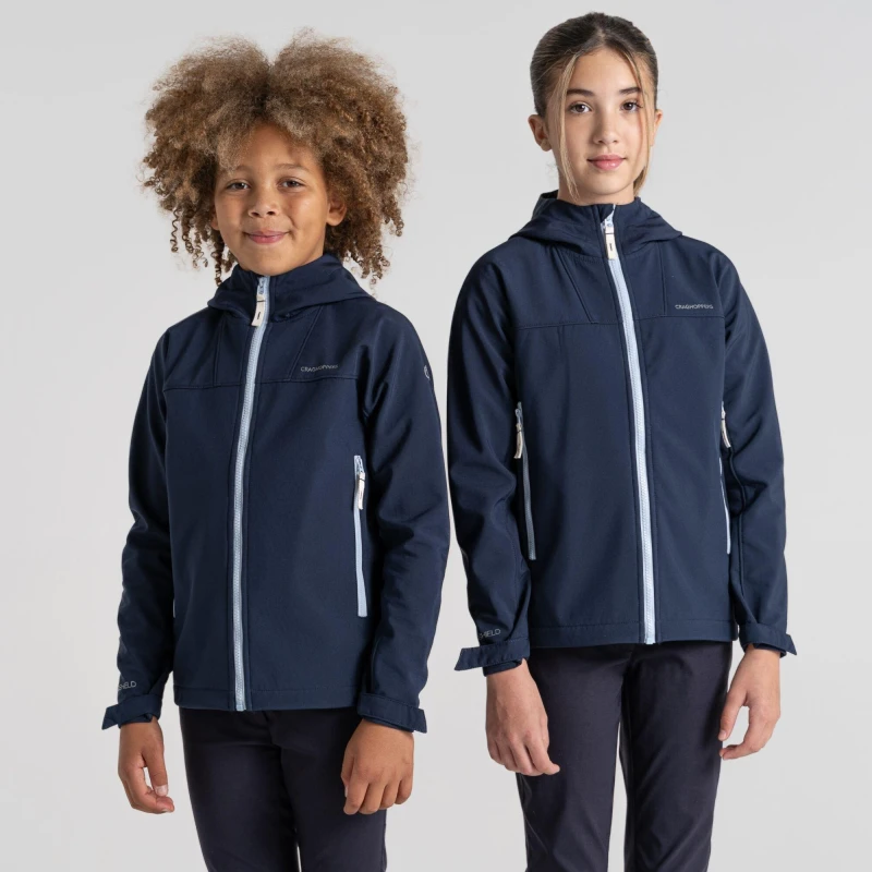Image of Craghoppers Boys Landon Hooded Softshell Jacket 11-12 Years - Chest 29.5-31' (75-79cm) Blue Navy CKL009B-7V1-11