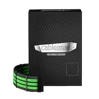 Image of CableMod C-Series Pro ModMesh Sleeved 12VHPWR Cable Kit for Corsair RM Black Label / RMi / RMx (Black / Light Green)