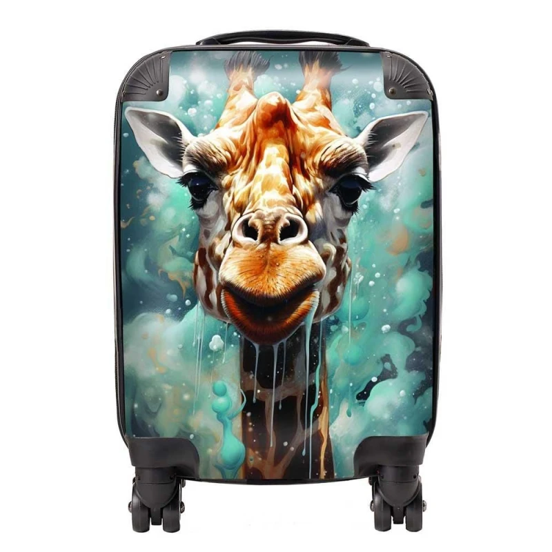 Image of Warren Reed - Designer Splashart Giraffe Face Suitcase in Grey Size: Small Grey Unisex Small