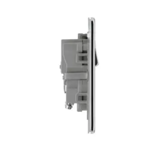Image of BG Nexus Flatplate Screwless Polished Chrome 13A 1 Gang 2-Pole Switched Socket - Grey Insert FPC21G