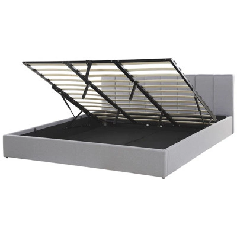 Image of Beliani Ottoman Bed Fabric Dreux 180 X 200 Cm (Eu Super King) Light Grey